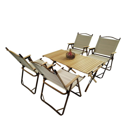 Wooden Folding Dining Set with 4 Chairs, Portable Picnic Table Set for Outdoor Camping and Indoor Kids