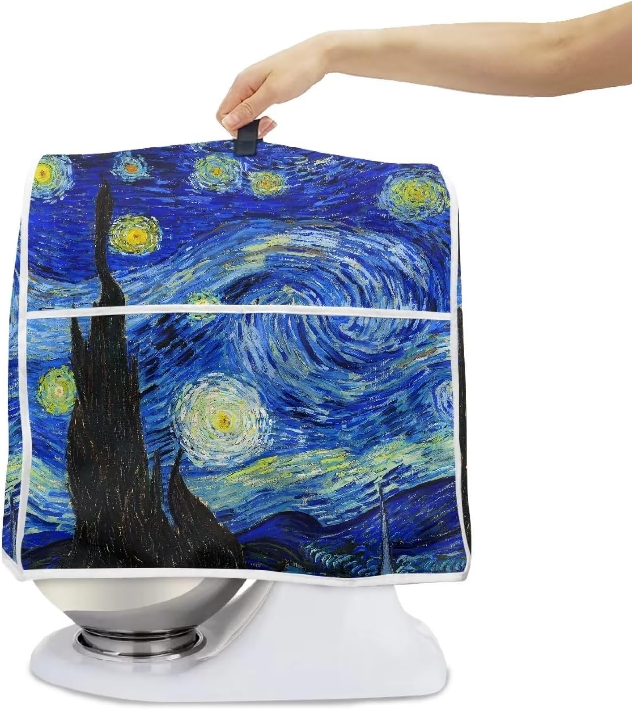 Starry Night Stand Mixer Cover for Kitchen Aid 4.5-5 Quarts, Washable Dust Cover with Handle and Pocket for Small