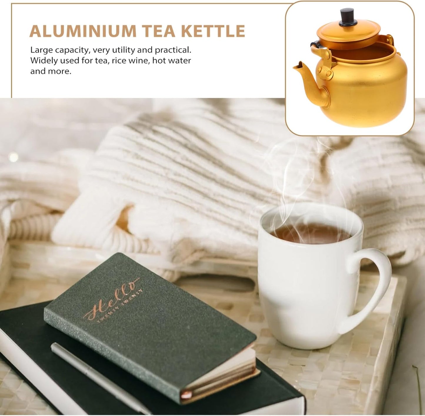 Stainless Steel 1L Hot Water Kettle, Whistling Tea Kettle with Infuser, Gooseneck Pour Over Coffee Pot for Fast Heating