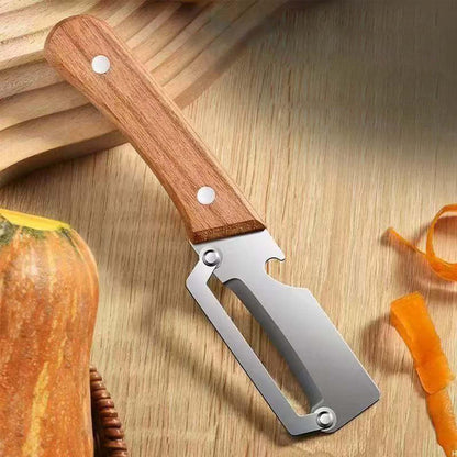 2PCS Premium Vegetable Peeler with Wooden Handle and Bottle Opener, Multi-Functional Vegetable Peeler, Stainless Steel Blade Kitchen Tool for Fruit