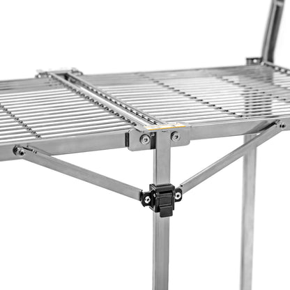 Stand Steady Original Tubstr Collapsible 2 Shelf Wire Cart, Easy to Push Heavy Duty Rolling Utility Cart, Folds Up for Storage, Commercial Grade (Chrome, 33.56” D x 18” W x 37.16” H)