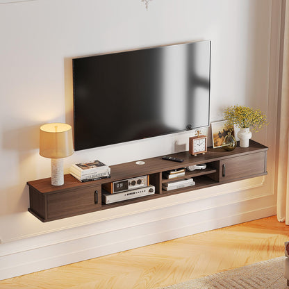 FurniNova Floating TV Stand,66'' Wall Mounted TV Console,Floating TV Shelf,Wall TV Cabinet,Floating Entertainment Shelf,Walnut