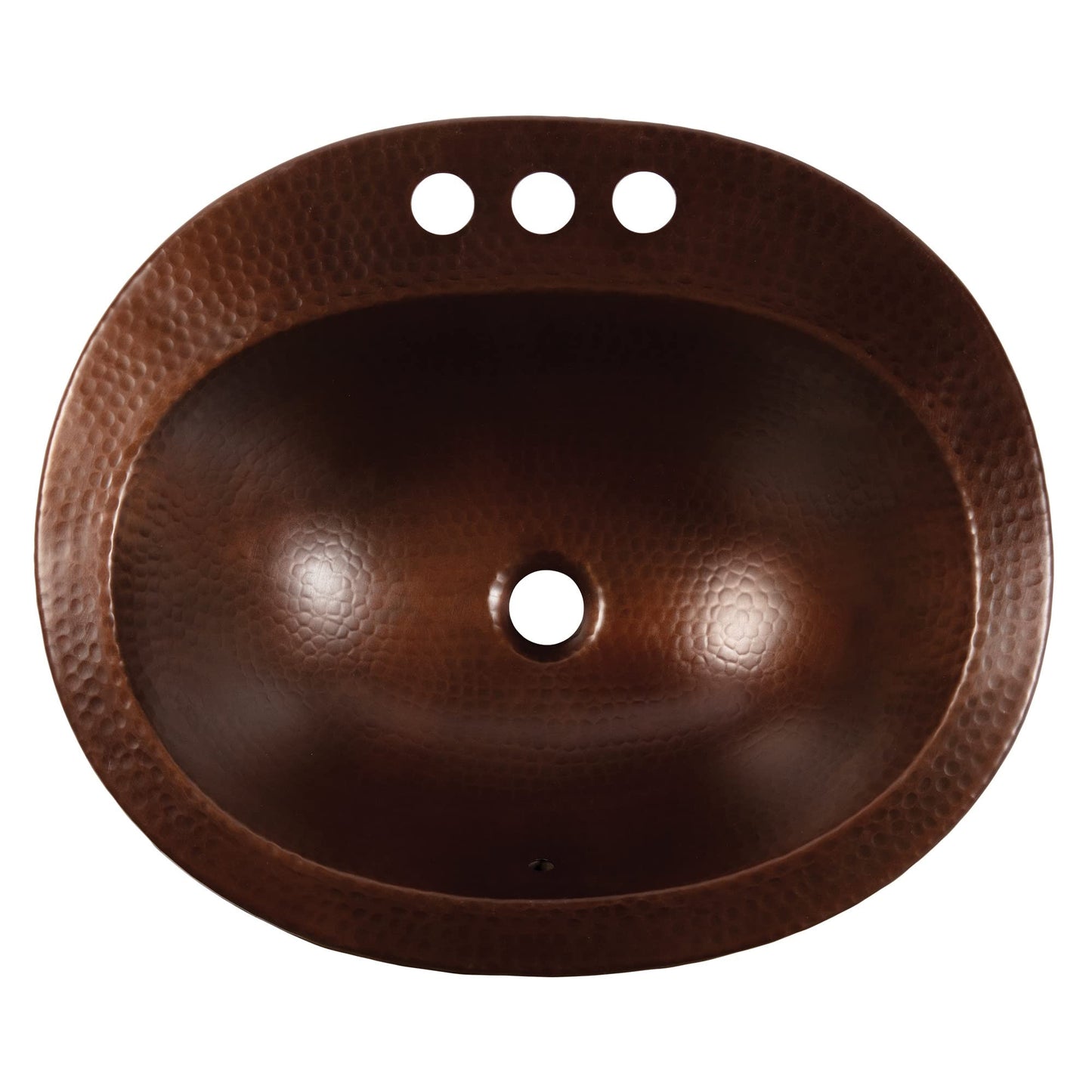 Sinkology Seville 20" Oval Drop-In Bathroom Sink - Aged Copper - Hand-Hammered Pure Solid Copper - Small Bathroom Sink with Drain and Care Kit