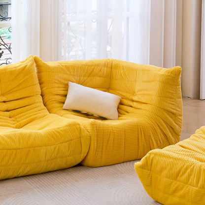 N&V Fireside Corner Chair, Mid Century Armless Floor Sofa, Soft Premium Corduroy Floor Lounge Chair, Foam Sofa Accent Chair for Living Room Bedroom and Office (Lime)