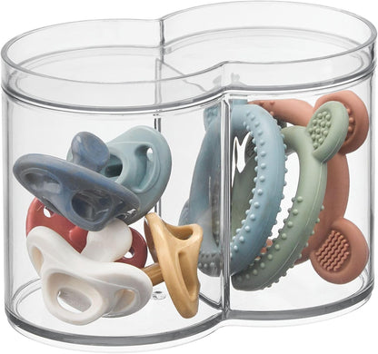 iDesign Clarity Collection Round Plastic Canister Cosmetic Organizer with Top Tray Lid, Clear – 6.12” x 3.62” x 4.35”