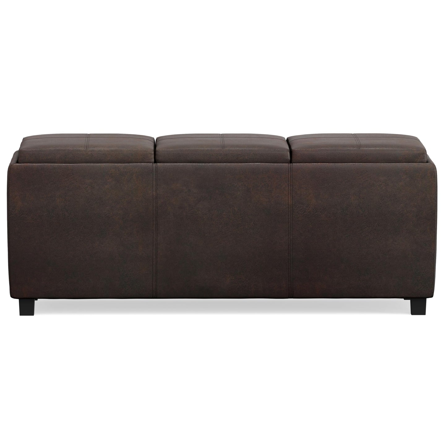 SIMPLIHOME Avalon Storage Ottoman - 42 inch Wide Upholstered Vegan Leather Rectangular Flip-Top Ottoman in Distressed Brown, Contemporary Coffee Table Ottoman for Living Room with Hidden Storage