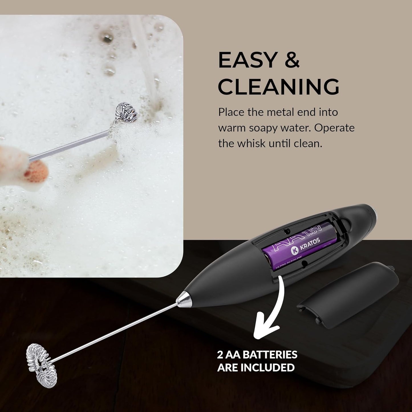 ChefWave Handheld Milk Frother (Black)
