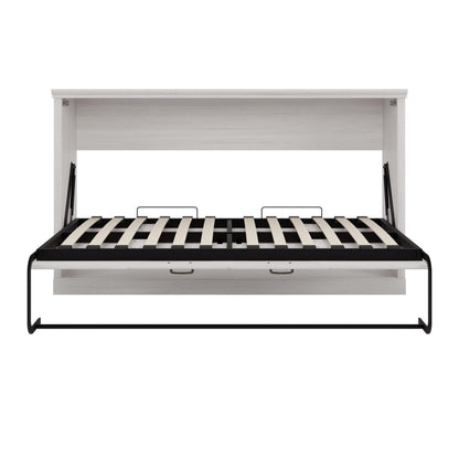 Merax Twin Size Horizontal Murphy Bed Wall Bed, Folding into a Cabinet, Space Saving Foldable Bed for Guest Room, Home Office, Apartment, Sturdy Metal Frame, Rustic White