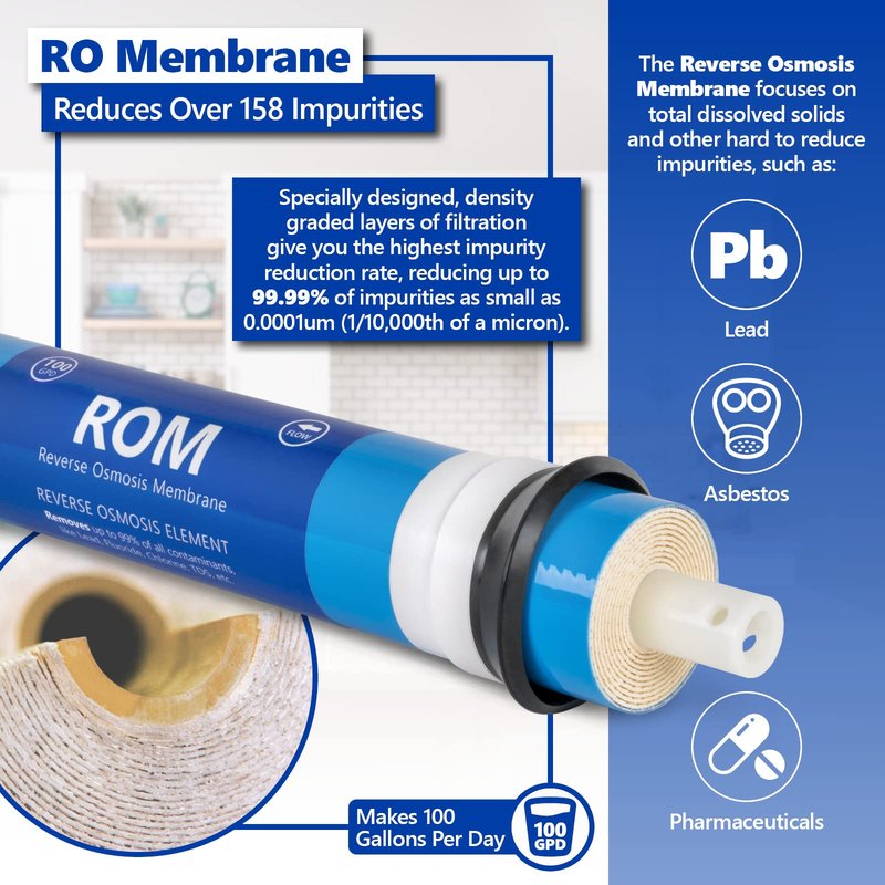 Express Water – 6 Month Deionization Reverse Osmosis System Replacement Filter Set – 6 Filters with 100 GPD RO Membrane – 10 inch Size Water Filters