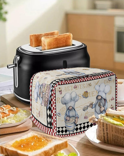 Kitchen Chef Gnomes Toaster Cover 4 Slice, Large Retro Kitchen Appliance Covers with Loop