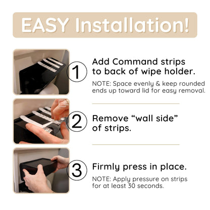 Wipe Holder for Bathroom – Adhesive Wall Mount Organizer for Wet Wipes – Bathroom Toilet Wipes Shelf & Baby Wipe Holder Dispenser, Organize Feminine Products – Black, 1 Pack