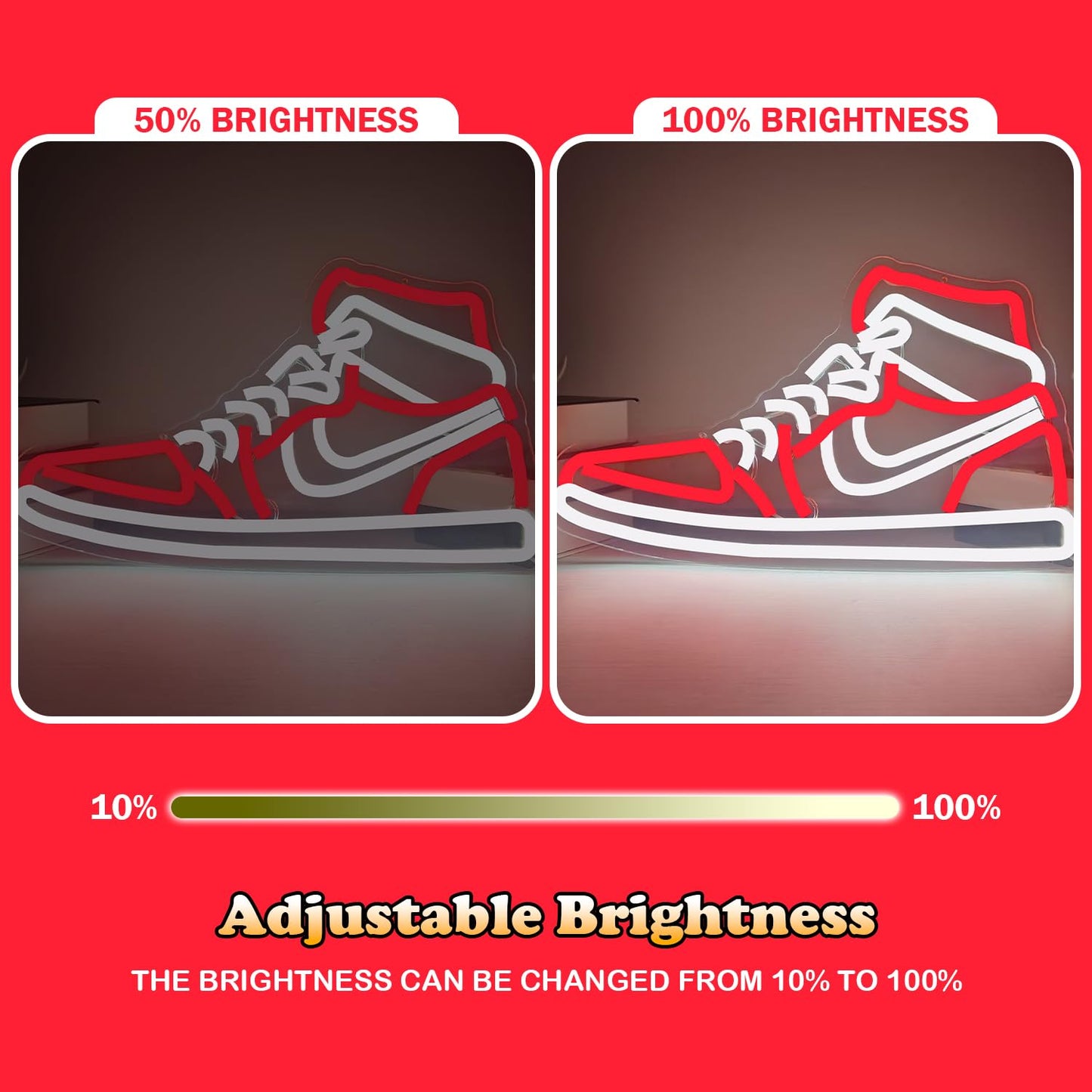 Sneaker Neon Signs for Wall Decor Dimmable Shoe LED Signs Neon Lights for Bedroom Man Cave Home Neon Wall Sign Shoe Light up Signs Decor