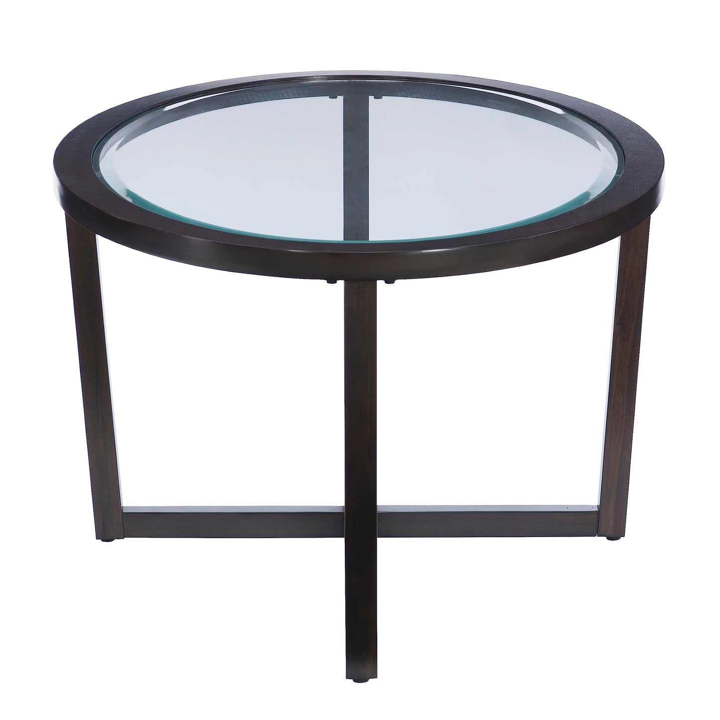 Powell Marta Umber Brown Wooden Three Piece Coffee and End Table Set with Tempered Glass Tops