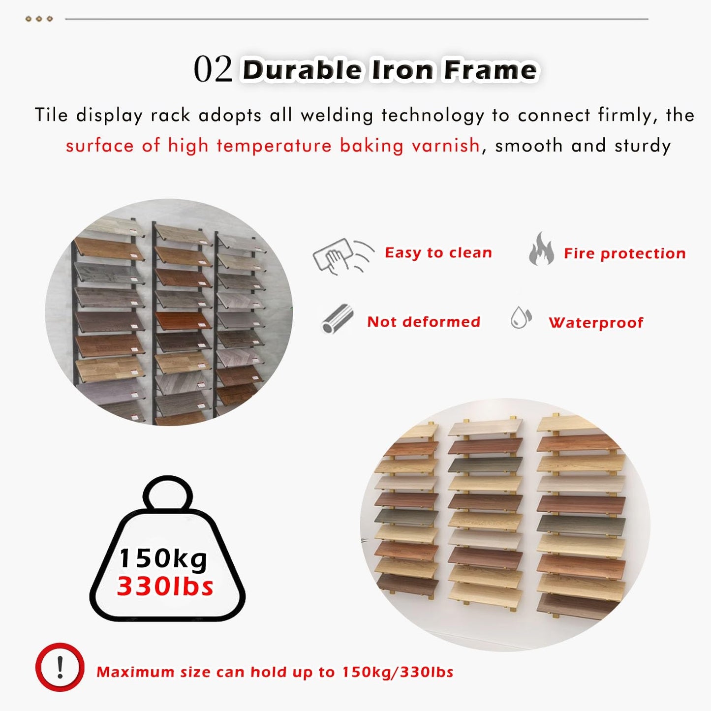 1/ 2/ 3/ 4 Pcs Floor Tile Display Stand, Large 4 8 10 12 Inch Wall-mounted Sample Rack for Retail Stores/ Trade Show/ Supermarket/ Exhibition Hall, Wooden Flooring Storge Shelf(3pc 20.5cm/8in,170cm/67