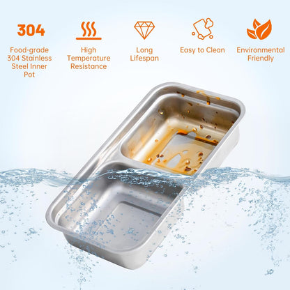 Brown Electric Lunch Box Food Heater, 270W 304 Stainless Steel, 1000mL Capacity for Adults/Work
