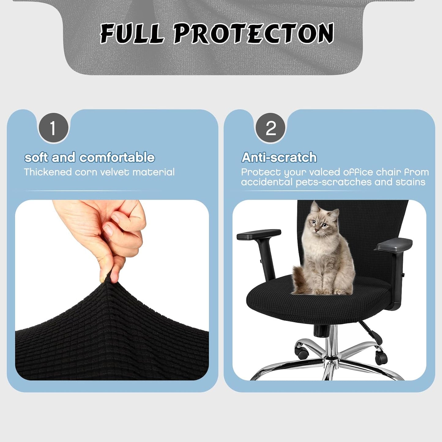 Lounsweer 3 Pieces Headrest Chair Cover, Office Chair Cover, Rolling Desk Chair Cover, Gaming Chair Covers, Stretch