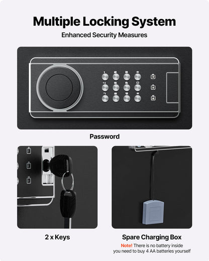 VEVOR 6-8 Gun Safe, Long Gun Cabinet for Rifles and Pistols, Quick Access Rifle Safe with 3 Ammo Slots and 2 Adjustable Racks, Large Digital Cabinet with Key and Password Lock