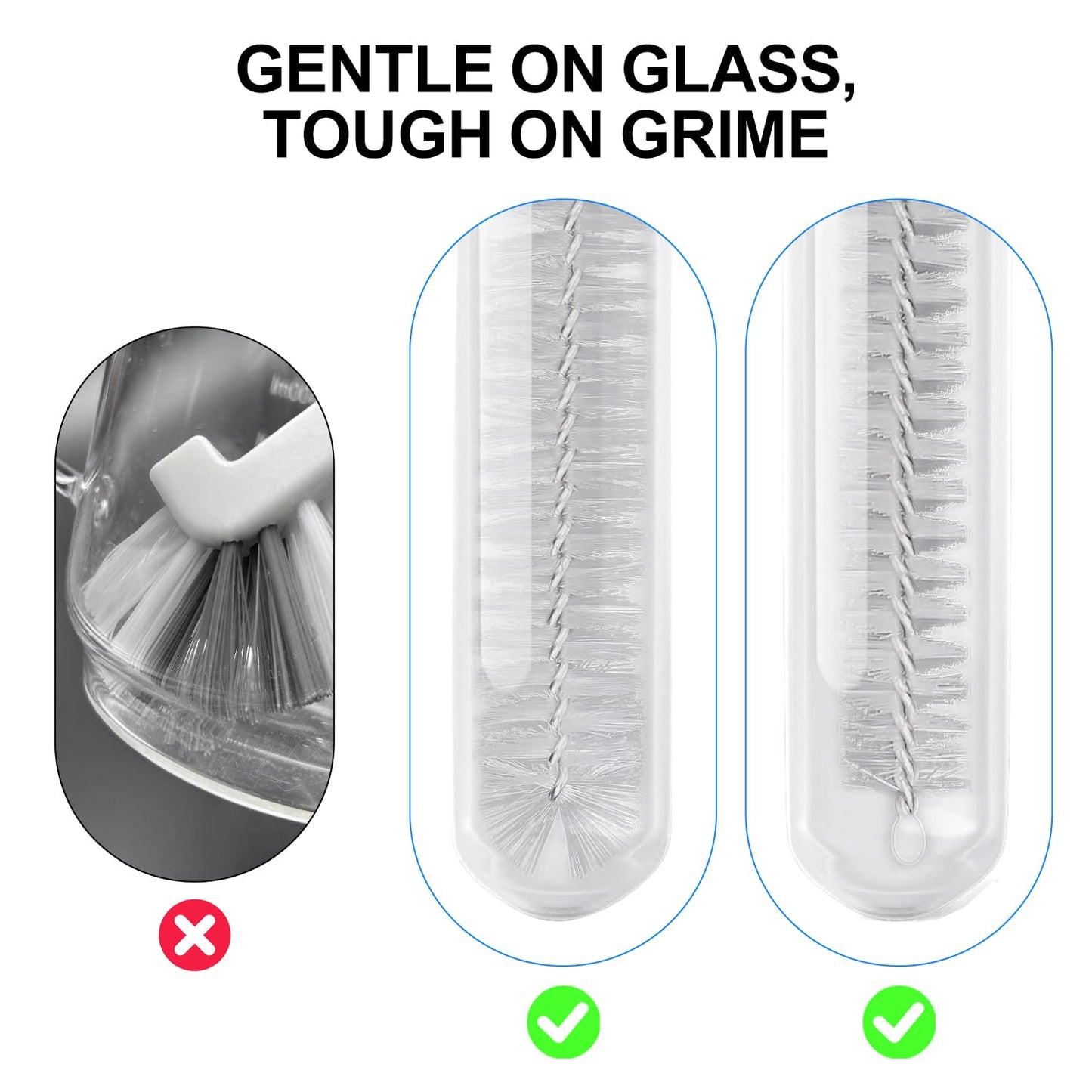 8 Pack Straw Brush Cleaner with Different Diameters (3mm-30mm) - 12" Long Nylon Brush for Water Bottles, Baby Bottles, Sippy Cups & Tumblers | Reusable Tube Cleaner for Straws and Narrow Pipes