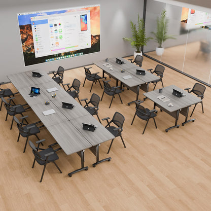 4 Pack Conference Room Tables,Mobile Folding Conference Table with Wheels,Modern Training Locking Rolling Meeting Conference Tables with Flip-Top for Office Classroom Business,6-12 Person,71IN