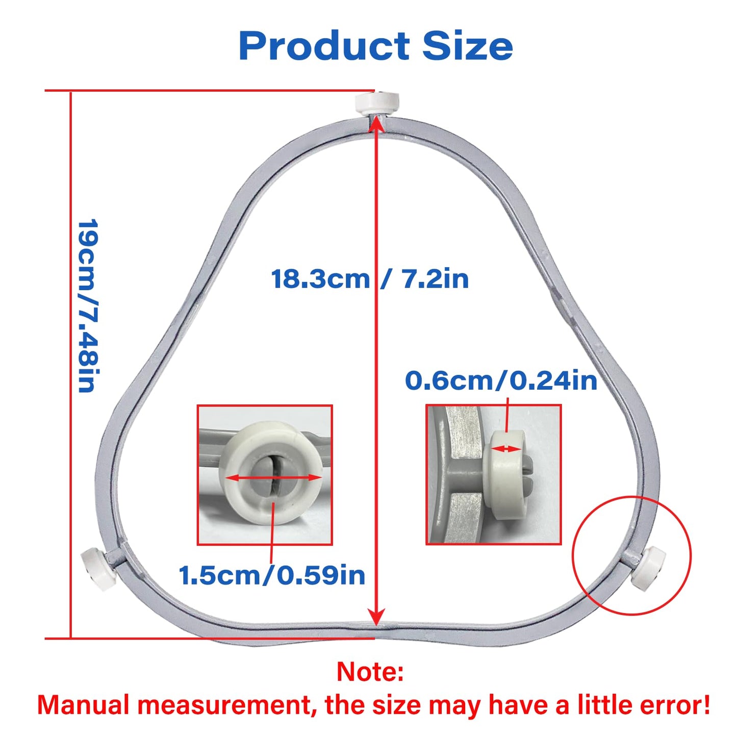 7.48 in W11252182 Microwave Turntable Ring Replacement for Whirlpool with Rollers 8206227 Microwave Glass Tray Support Holder for Whirlpool Microwave Inner Ring Accessories Parts