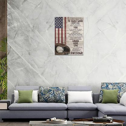 Inspirational Baseball Wall Art - Sport Theme Canvas Prints with American Flag, Motivational Quotes for Home Decor