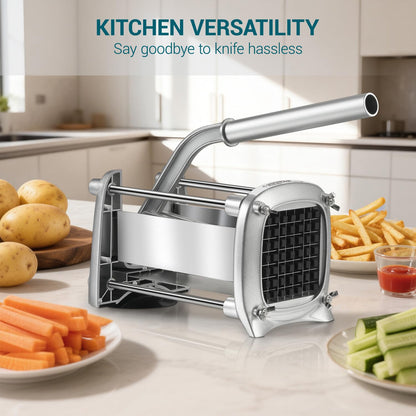 Sopito Professional Stainless Steel French Fry Cutter, 3 Blades (1/2", 3/8", 1/4") for Potatoes, Carrots, Apples, Commercial & Home Use