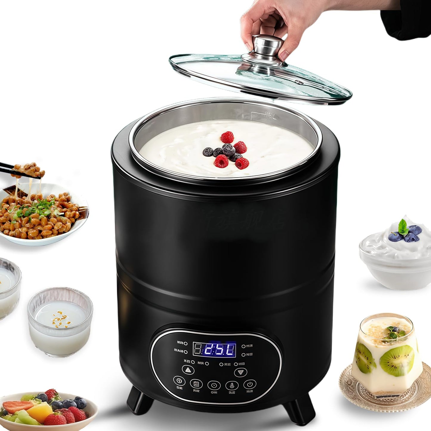 8L/8qt Yogurt Maker Machine, Yogurt Maker with Time and Temperature Control, Commercial Yogurt Maker, Black garlic fermentation machine, Sweet Rice Wine Maker for Home (black, 8L)