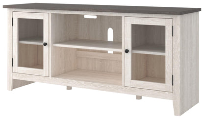 Signature Design by Ashley Dorrinson Farmhouse TV Stand with Fireplace Option, Fits TVs up to 58", Whitewash