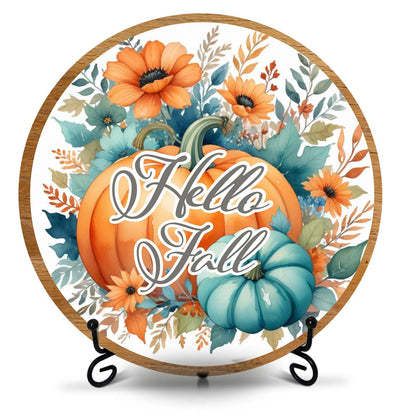 Hello Fall Sunflower Desk Decor, 8 Inch Autumn Pumpkin Table Centerpieces, Thanksgiving Gifts for Home Farmhouse Decorations - A11