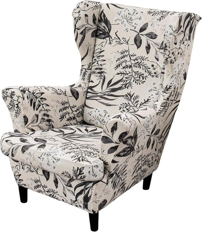 2 Eco-Ancheng Wingback Chair Slipcover Piece Slipcovers for Wingback Chairs Jacquard Wingback Chair Covers Washable