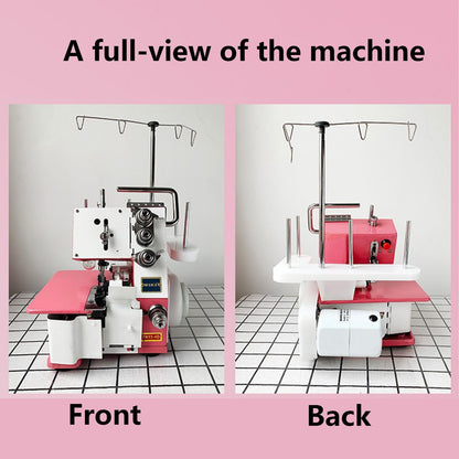 Four Threads Portable Sewing Machine Metal Frame Serger Four-Thread Lockstitch Sewing Machine Small Desktop Overlock for Hemming and Sewing