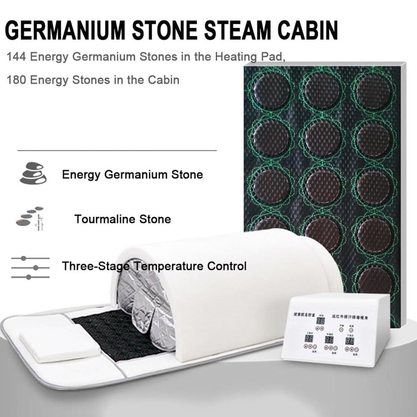 piudoiliy Infrared Sauna Dome, Near Zero EMF Function, 1200W, Portable Home Sauna with Therapeutic Jade Stones, Infrared Photon Light, Steam Tent (White)