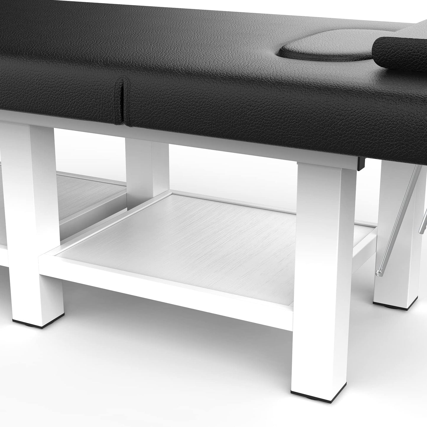 Stationary Massage Table, 75”L 31.5''W Heavy Duty Height Adjustable Esthetician Bed w/Facial Cradle, 800LBS Metal Frame PU Leather Physical Therapy Table Spa Lash Bed Professional Equipment (Black)