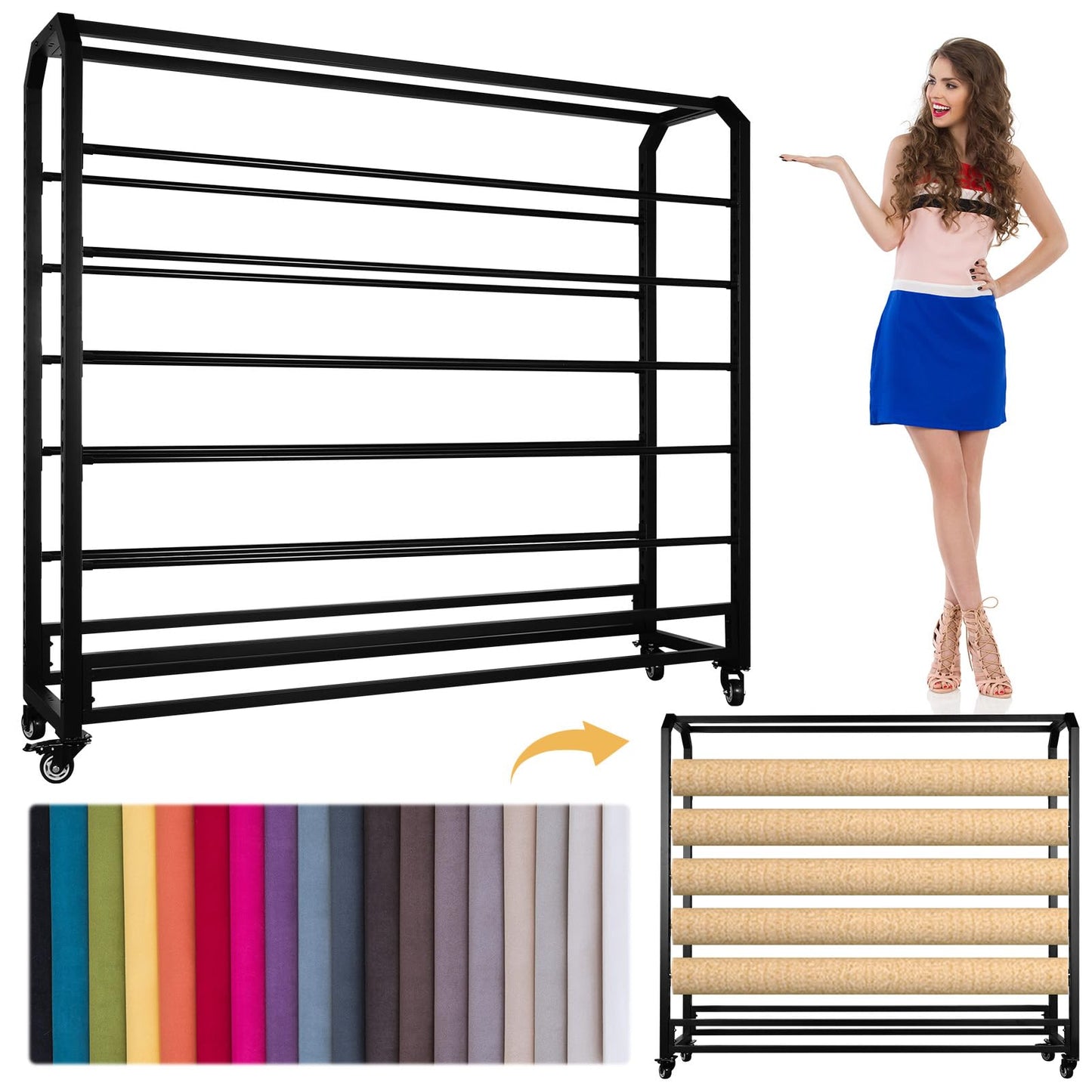 Fabric Roll Storage Rack Large Textile Fabric Display Rack Vinyl Roll Holder