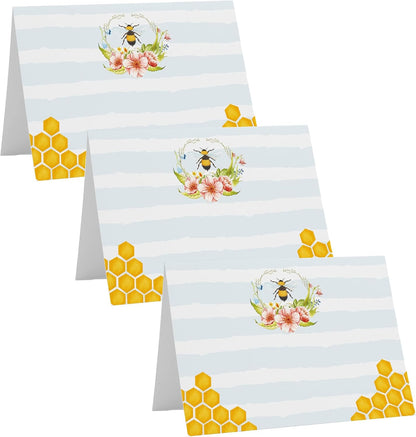 Bee Table Place Cards, 25 Pack Blank Buffet Signs for Baby Showers, Weddings, Bridal Shower Banquets, Bumblebee Favor
