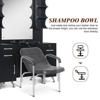 BarberPub Backwash Shampoo Bowl Cabinet, Wall Mount Station with Mirror, Storage Cabinet with Drawers & Shelf Salon Equipment 3141 (Black)