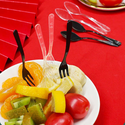 100 PCS Plastic Mini Forks, Small Disposable Appetizer Cocktail Tasting Forks, Suitable for Fruit Dessert Cakes (Black)