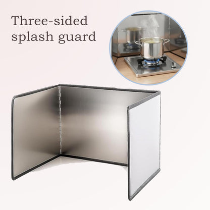 3-Sided Splatter Guard - Stainless Steel Foldable Grease Splatter Screen for Frying Pan, Nonstick & Heat Resistant Stove Top Shield, Stops Oil Splashes for Safer Cooking