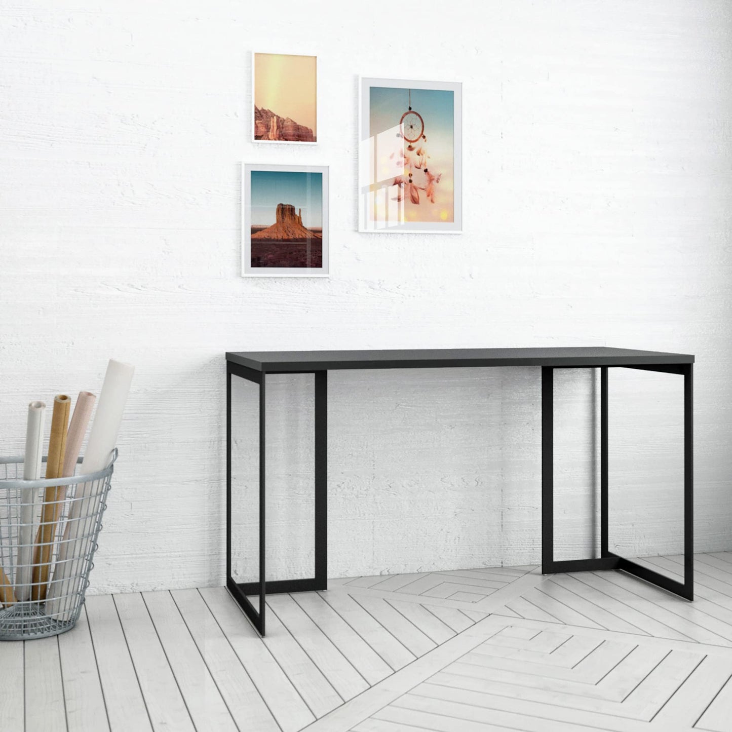 Manhattan Comfort Lexington 53.15 Desk Metal Base in Black