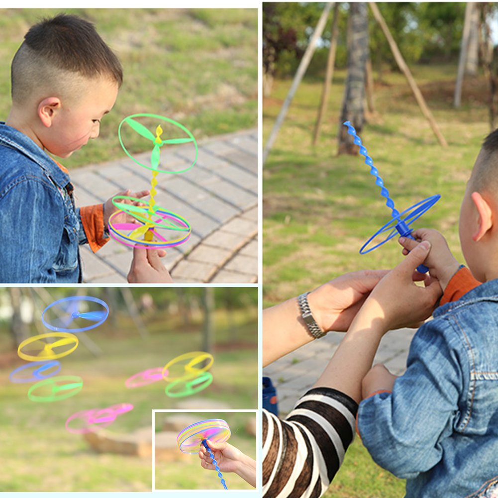 POPLAY 40 Sets Outdoor Toys Flying Discs, Disc Flyer with Launchers for Party Favors, Classroom Prizes, Goodie Bags Stuffers for Kids