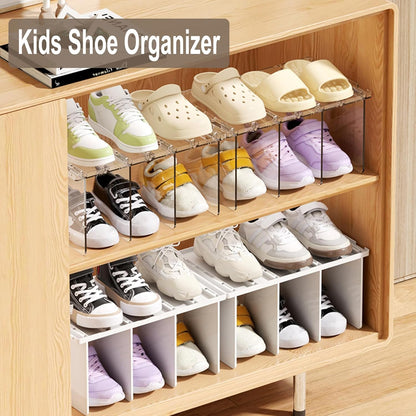 Copidrum Closet Organizer(1PACK) Clear Kids Shoe Rack Holder for Storage Organizer Stackable Shoes Shelf Dividers