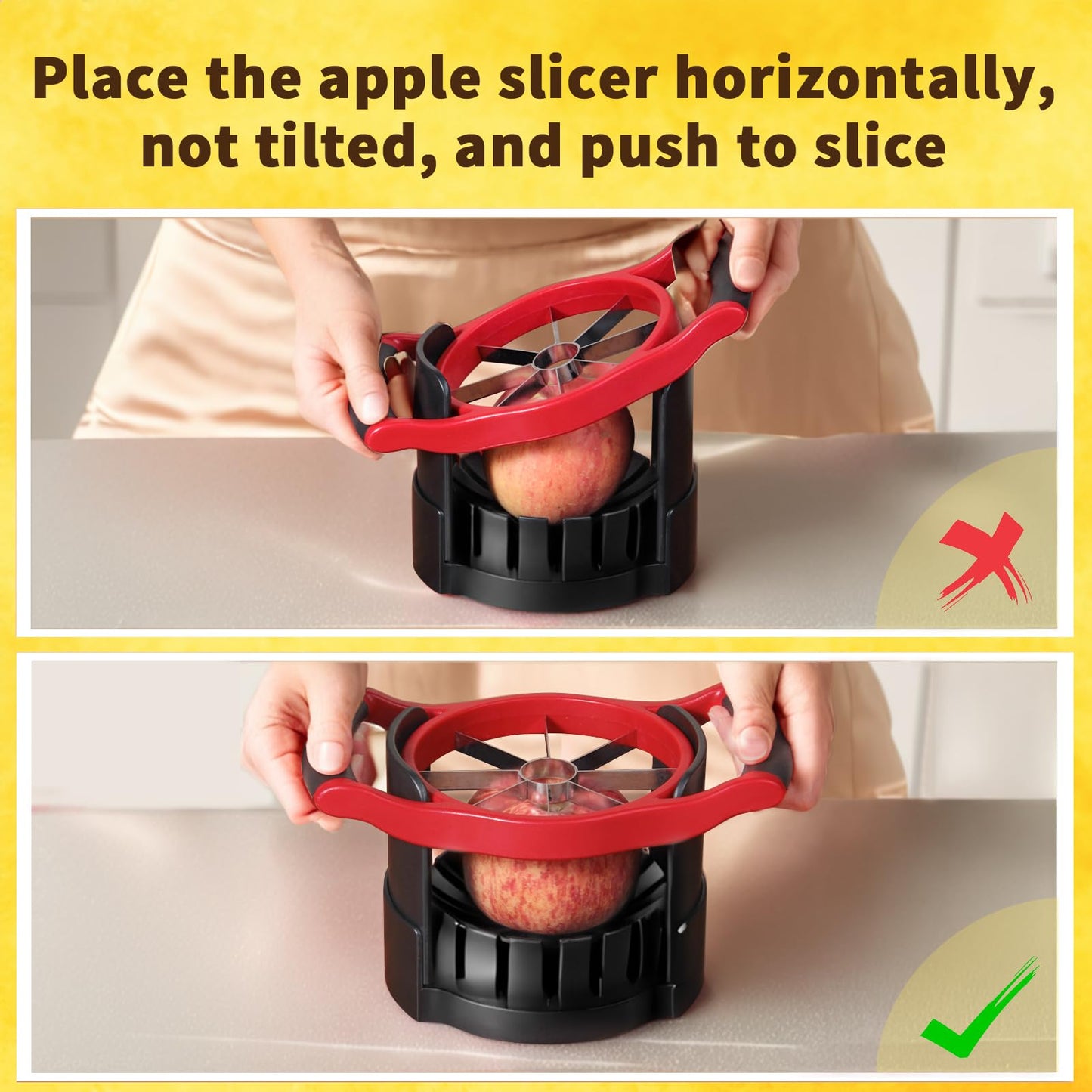 Newness 5.12 Inch Large Apple Slicer, Cut 8 Slices All the Way Through, HEAVY - DUTY Stainless Steel Apple Corer & Slicer for Fruits & Vegetables - Dishwasher Safe