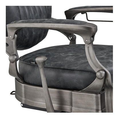 Dir Heavy Duty Barber Chair, Men's Grooming Barbershop Hydraulic Chair in Distressed Finish Kaiser II, Vintage Black