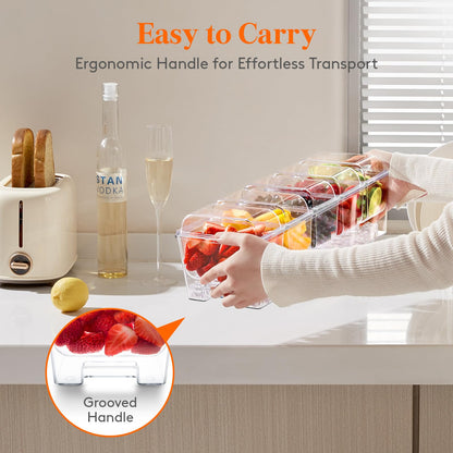 Lifewit Taco Bar Serving Set for Party with 5 x 20 oz Containers & Components, Ice Chilled Condiment Caddy Organizer, Garnish Serving Tray Platter for Mimosa Bar Accessories, Fruit, Salad, Food