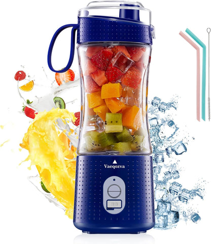 Portable Blender, Vaeqozva USB Rechargeable Smoothie Cup with Straws, Mini Mixer for Home, Sport, Office, Camping -