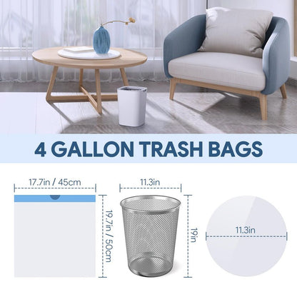 4 Gallon Small Trash Bags, Drawstring 4 Gallon Garbage Bags, Tear-Free Separated Unscented White Small Trash Bags Plastic Wastebasket Liners for Bathroom Toilet Home Office and Bedroom, 80 Count