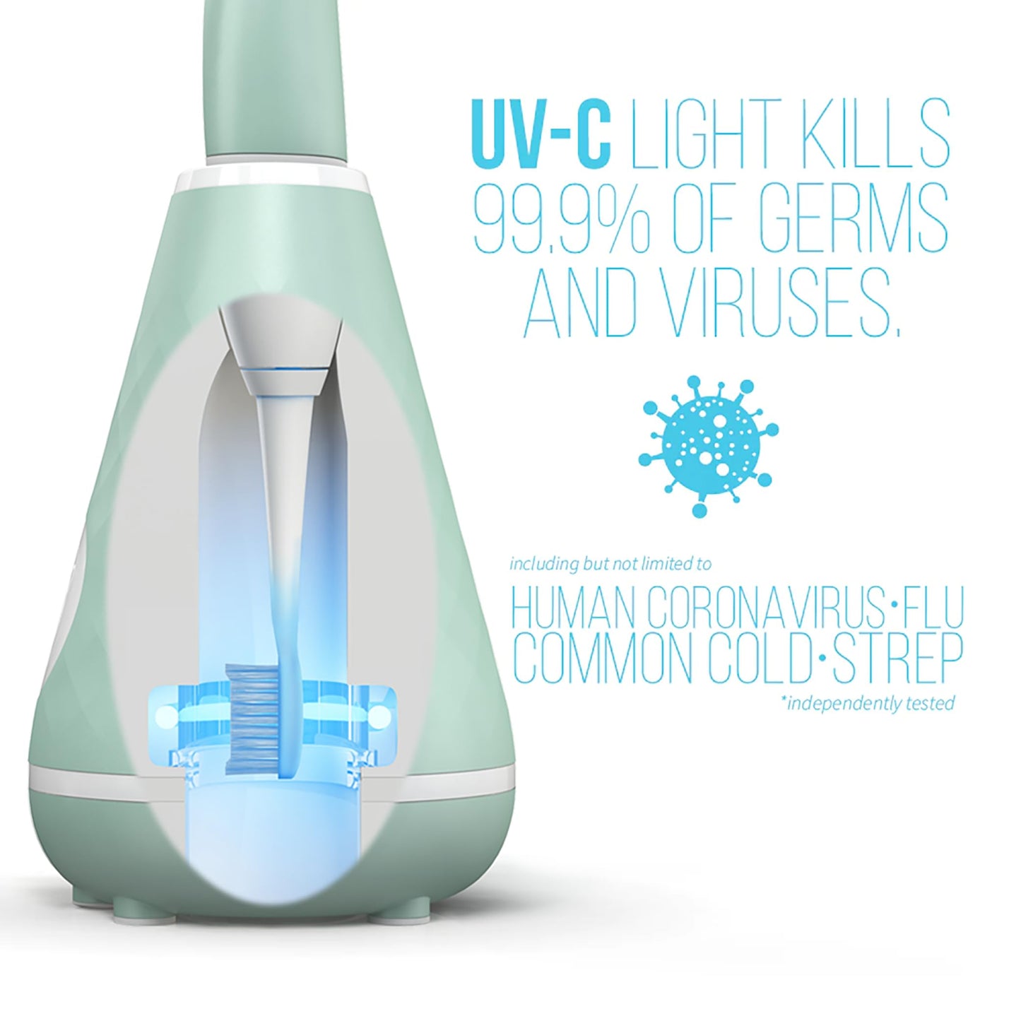 Tao Clean UV Sanitizing Sonic Toothbrush and Cleaning Station, Electric Toothbrush, Dual Speed Setting, White