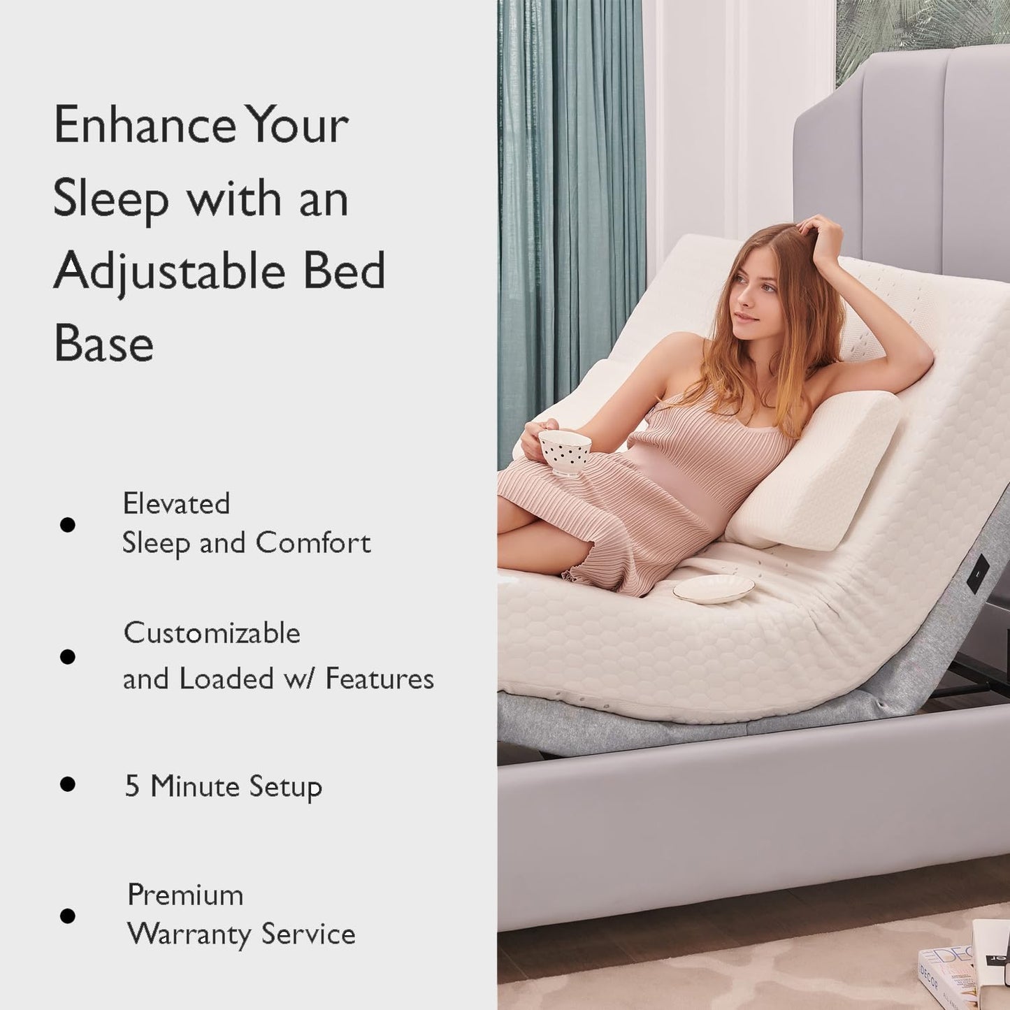 Irvine Home Collection Full Adjustable Bed Base - Dual Massage - USB Ports - Zero Gravity - Underbed Light - Wireless Remote - Zero Clearance - Anti Snore - Memory Positions