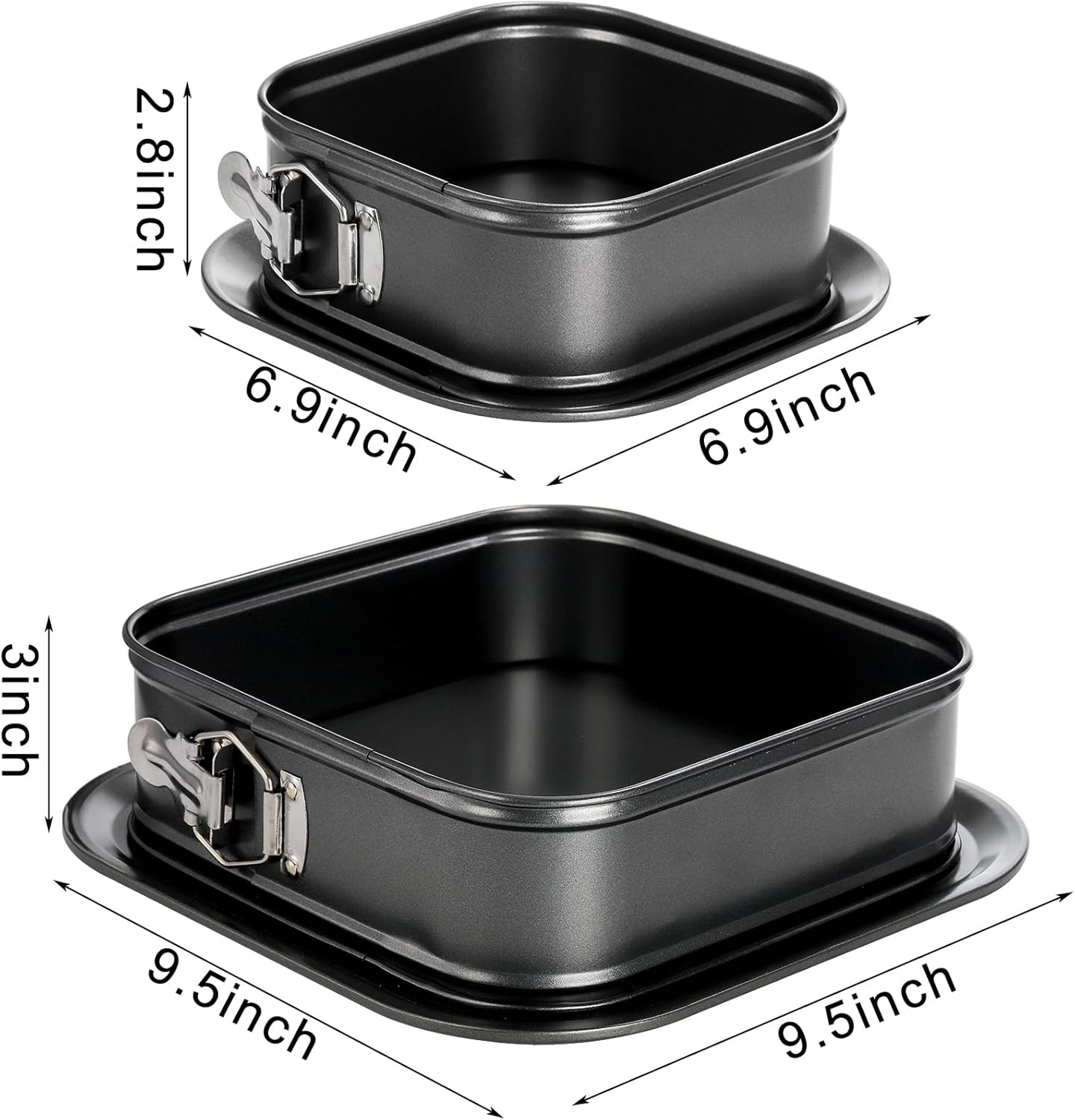 SOUJOY Set of 2 Springform Cake Pan, Non-stick Square Cheesecake Pan with Removable Bottom