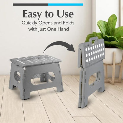 Handy Laundry Folding Step Stool - Lightweight & Sturdy for Adults and Kids - Easy One-Flip Design (Grey | 2-Pack)